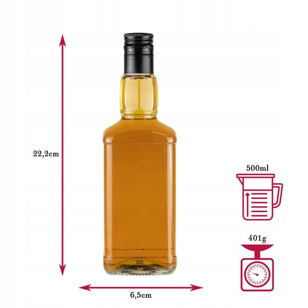 20x DANIELS 0,5l pulloa viskipainatuksella laatikossa