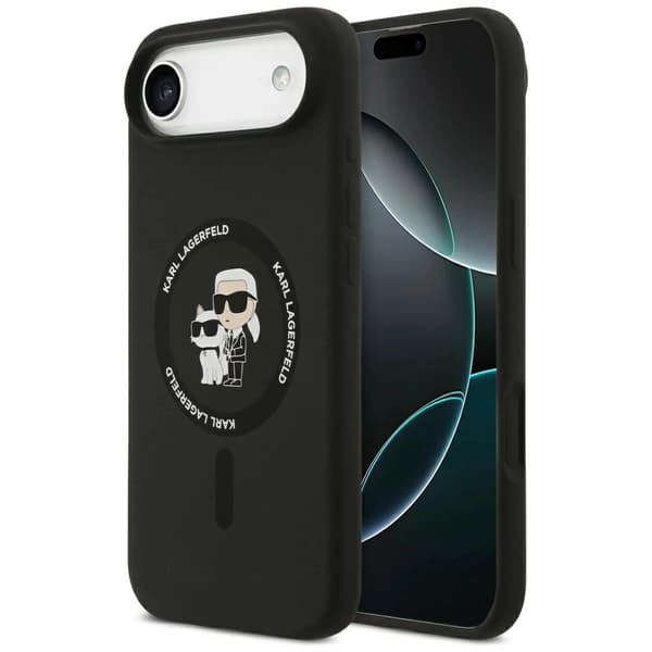 Karl Lagerfeld Silikone Karl&Choupette Ring MagSafe-etui til iPhone 17 Air - Sort
