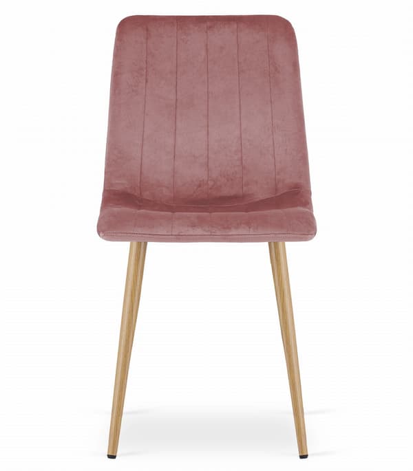 LAVA stol - pink velour / træfarvede ben x 1