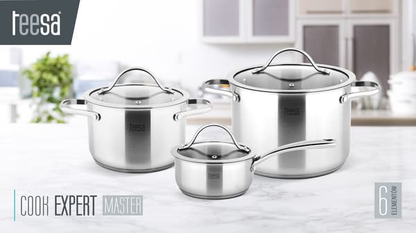 Rustfri stål gryder 3 gryder solide sæt Teesa COOK EXPERT MASTER