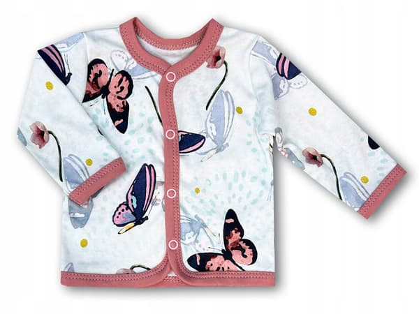 KAFTAN 80 T-SHIRT bluse med knapper til PIGE og sommerfugle
