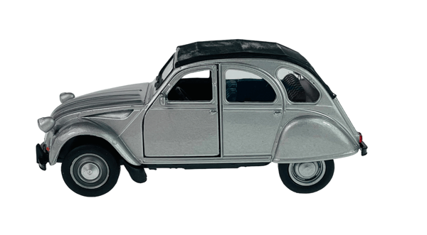 Welly OLD timer Citroën 2CV silver Med tak 1:34