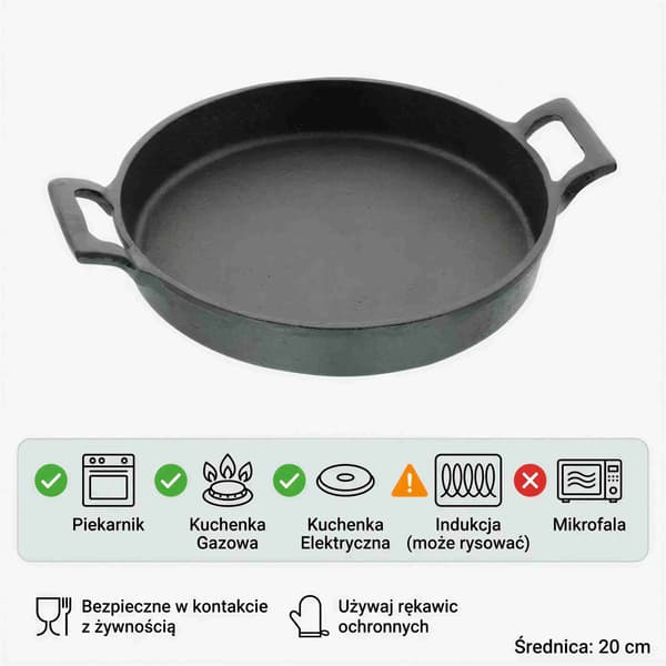 STØBEJERNSPANDE TIL BAGNING, GRATINERING, STEGNING OG SERVERINGSFAT