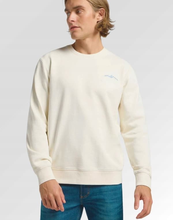 Lee PLAIN RELAXED lös herrsweatshirt i ecru bomull storlek M