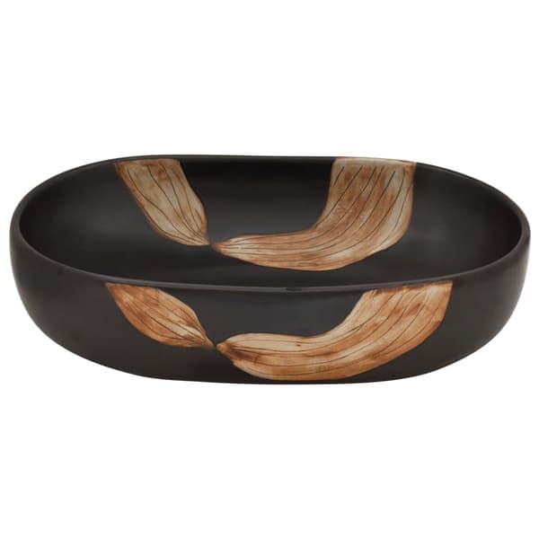 vidaXL bordvask, sort, oval, 59x40x14 cm, keramik