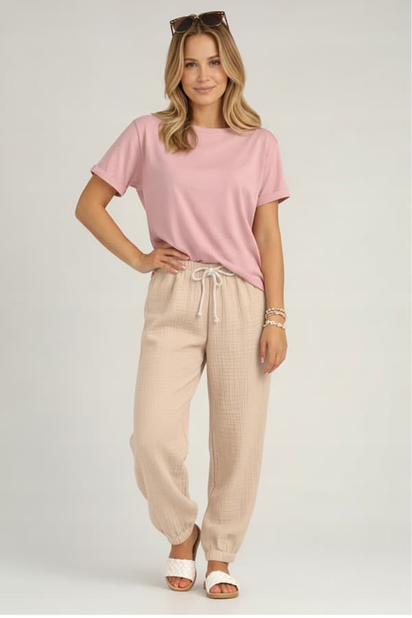 DAMMUSLINBYXOR Ungdom M Sommar BOMULL 100% Luftig BEIGE