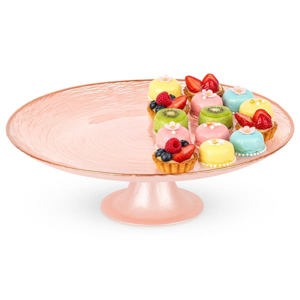 Glas kagefad med fod rosa 28 cm