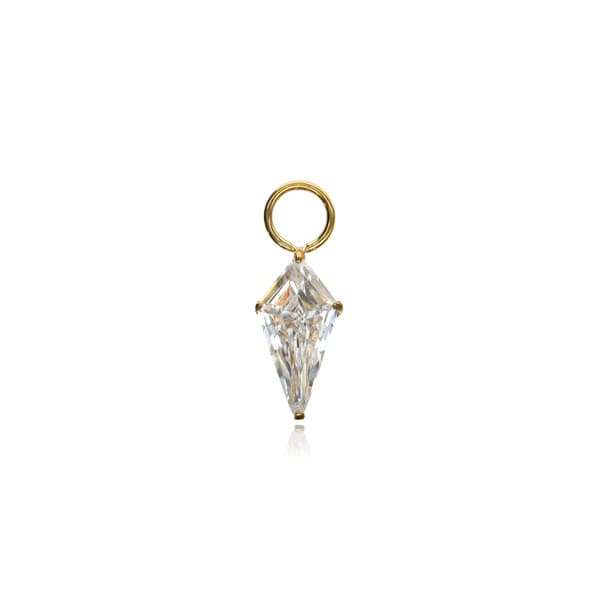Titanberlock med vit kubisk zirkonia - Guld - D-062