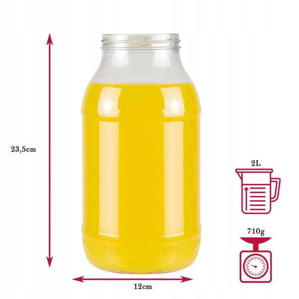 6X GLAS 2L KRUS TIL KONSERVERING, LIKØR, HONNING