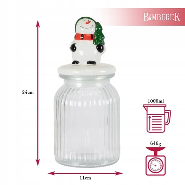 Julkakburk 1000ml med keramiskt snögubbelock