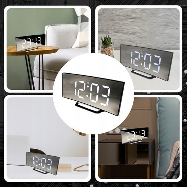 Digital LED-spegelklocka - DT-6507 (Vit)
