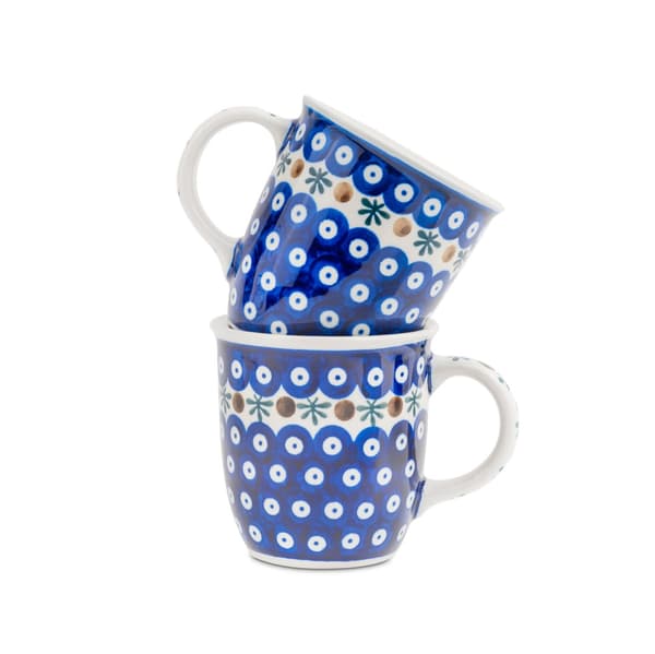 Keramikmugg Bolesławiec, set om 2, mönster k2