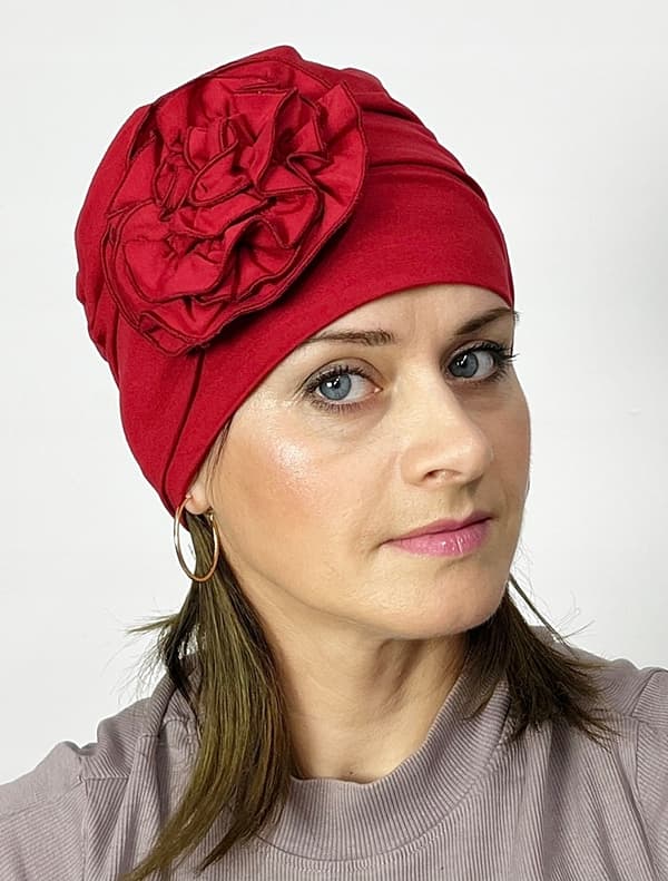 Dalia-turban av bambu i tegelfärg, även efter kemoterapi