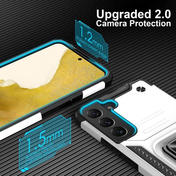 ARMOR-SKAL TILL SAMSUNG GALAXY S22+ 6,60" SILVERFÖRSTÄRKT + RING