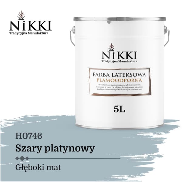 LATEXMALING PLETRESISTENT FARVE PLATINGRÅ H0746 5L DYB MAT