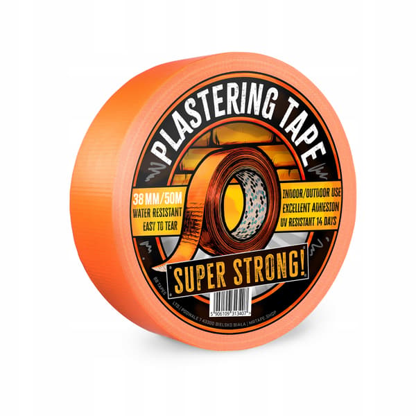 BILLIG, STARK, ORANGE BYGGTEJP, 48 mm x 50 m UV