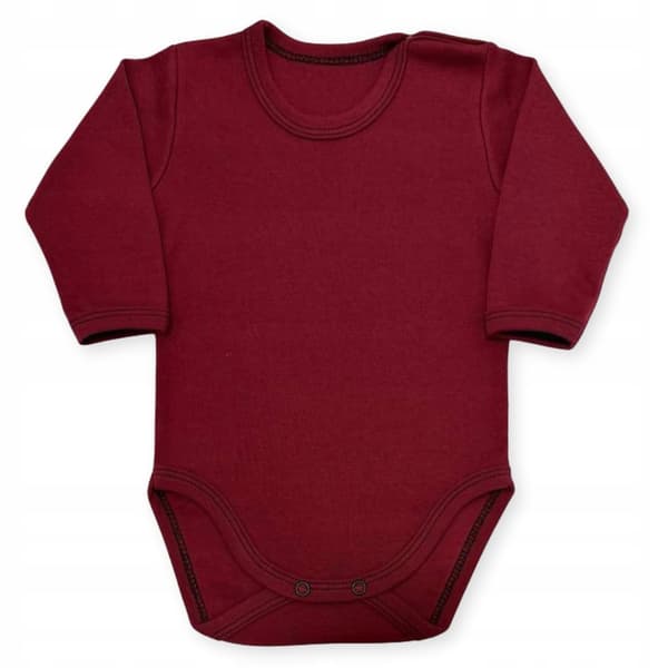 Barnbody 92 långärmad 100% bomull bordeaux
