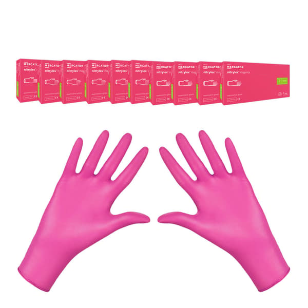 Nitrilhandsker S pink Mercator Nitrylex Magenta 100 stk. karton 10-pak