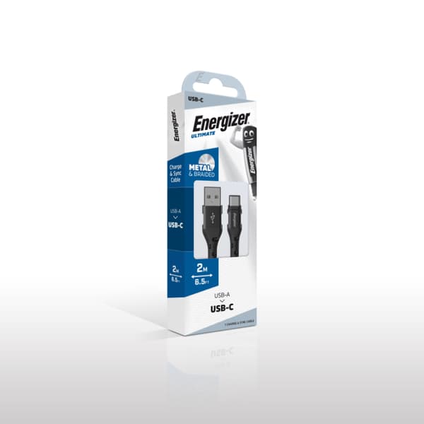 Energizer Ultimate - USB-A till USB-C anslutningskabel 2m (svart)