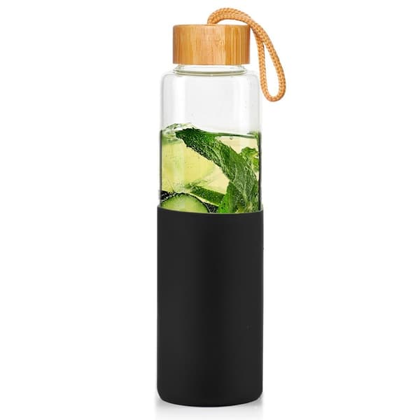 Glasvattenflaska med silikonhölje 600 ml