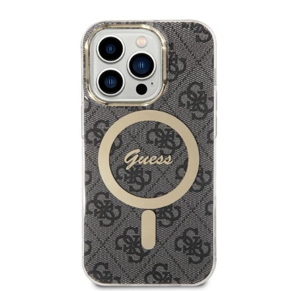 Guess Bundle Pack MagSafe 4G - MagSafe iPhone 14 Pro cover + opladersæt (sort/guld)