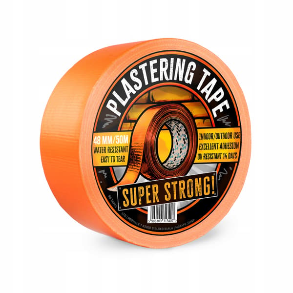 BILLIG, STARK, ORANGE BYGGTEJP, 48 mm x 50 m UV