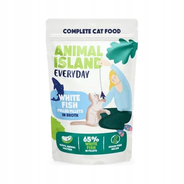 Våtfoder för katter ANIMAL ISLAND Kalkon/Svitfisk MIX 40x85g