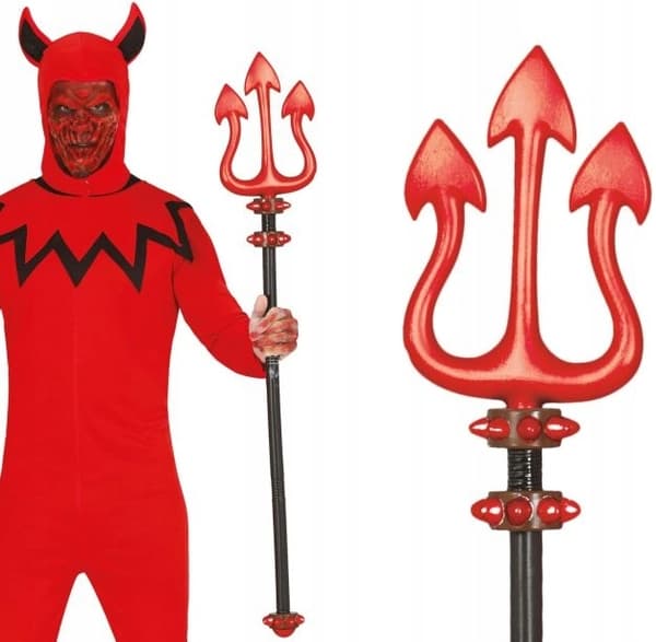 Pitchfork Devil Treuggla röd Halloween karnevalsdräkt 100cm