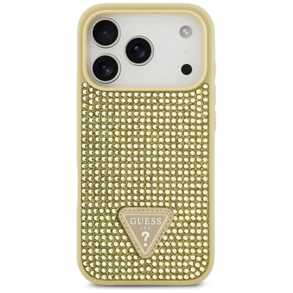 Guess Rhinestone Triangle Logo Cover til iPhone 17 Pro - Guld