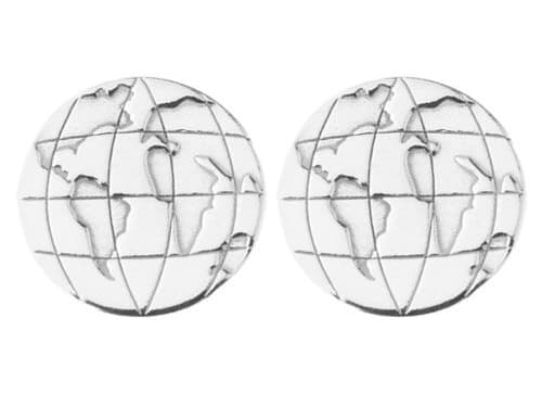 Sølv Hoop Øreringe 8mm Glober Dame Øreringe Globe Verdenskort