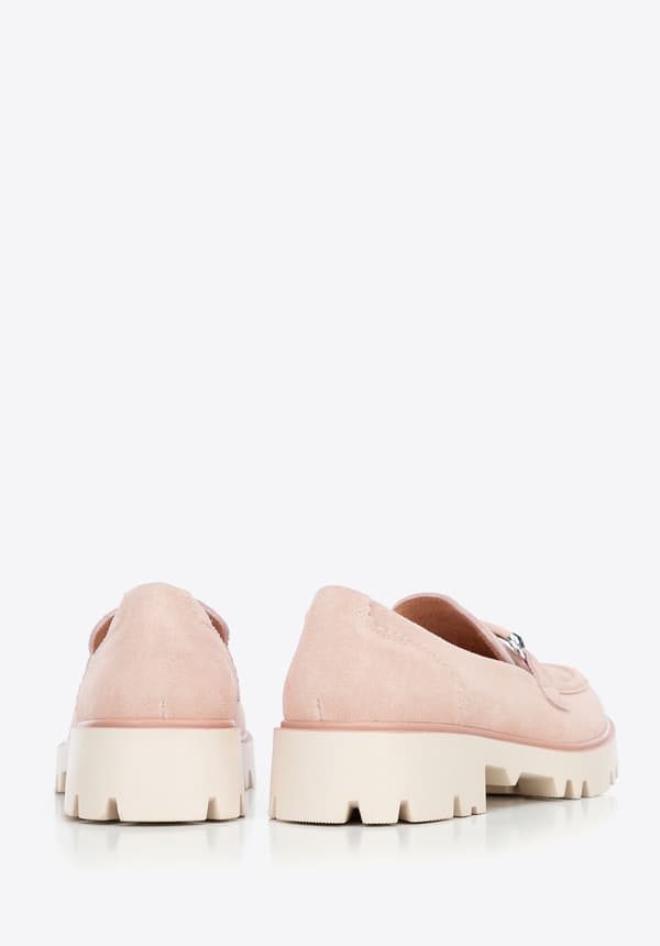 Wittchen dam mocka loafers med spänne rosa
