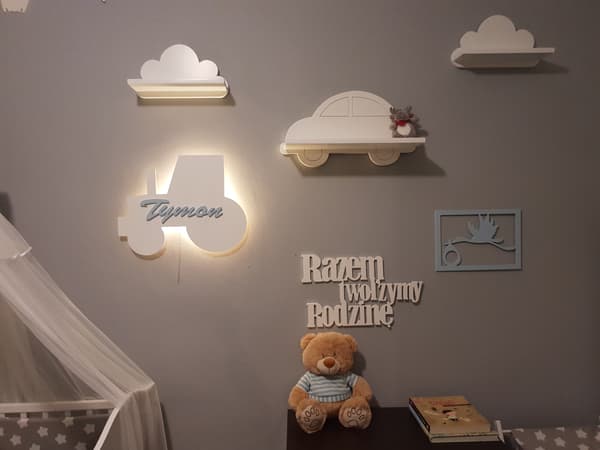 Traktor natlampe med navn, batteridrevet LED