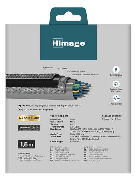 Kabel DisplayPort HIMAGE 1.4 4K 1,8m
