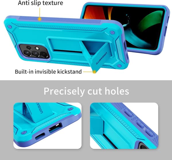 ARMOR ETUI TIL SAMSUNG GALAXY A53 5G BLÅ MED STATIV 9H GLAS