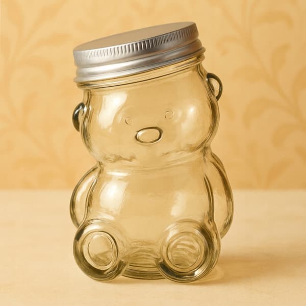 Sæt med 24 glas 80ml BAMSE med låg til honning, marmelade og krydderier