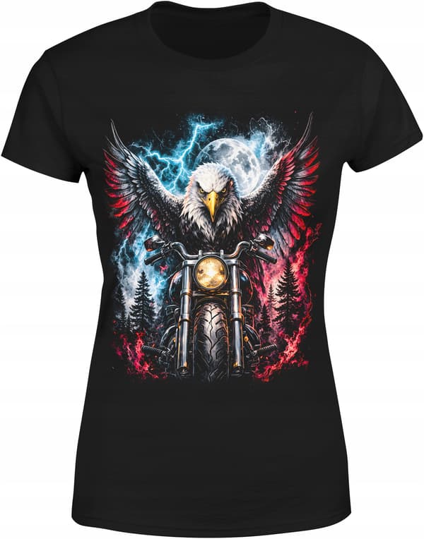 Motorcykel-T-shirt, present till motorcyklist, damer, Eagle-tryck