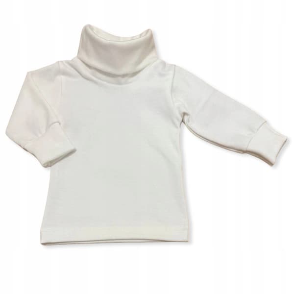 Barn varm polotröja 134 ekru höghalsad blus