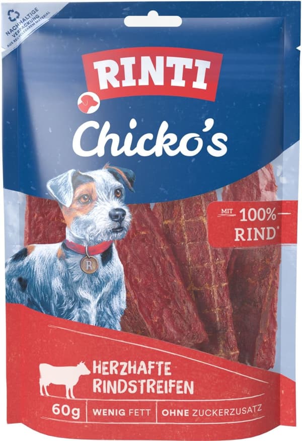 Rinti | Snacks Chicko | Pose - Oksekød 60g