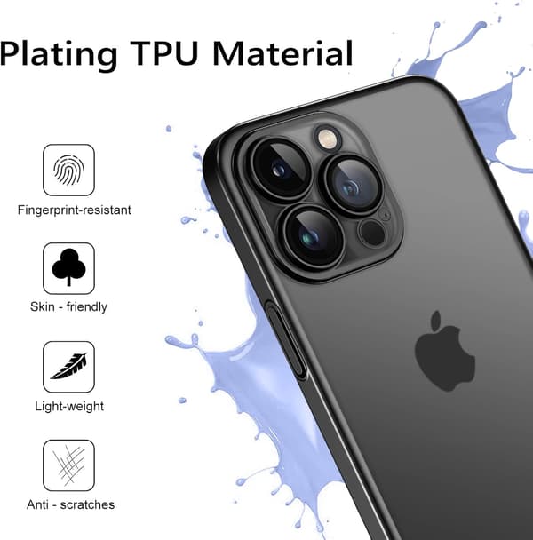 ETUI TIL APPLE IPHONE 14 PRO MAX KLAR SORT RAMME A2894 A2651