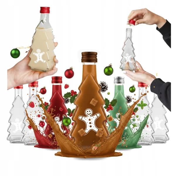 5x JULGRAN 250ml flaskor MED TRYCK likör, tinktur, juice JULFLASKOR