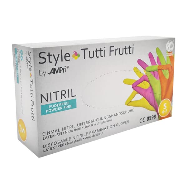Nitrilhandsker S farvede AMPRI Style Tutti Frutti 96 stk
