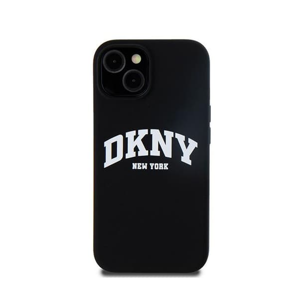 DKNY Flydende Silikone Hvid Trykt Logo MagSafe - iPhone 15 Plus / 14 Plus Etui (Sort)