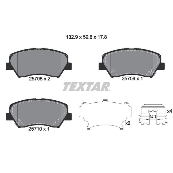 Textar 2570801 Bromsbeläggssats, Skivbromsar