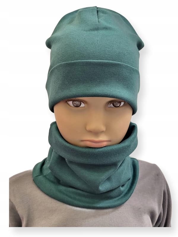 Set Hatt + Halsduk 74-80-86 spädbarnsset storlek 40-44 Flaskgrön