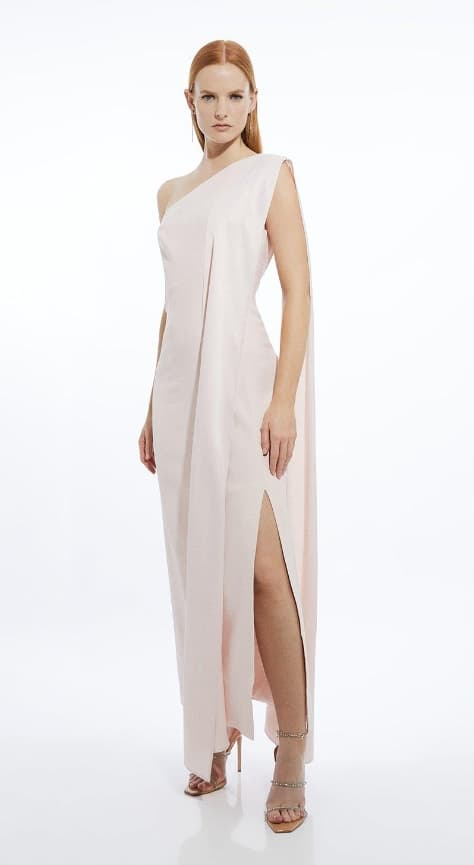 KAREN MILLEN ONE-SHOULDER MIDIKLÄNNING MED SPLIT PETITE 38 B1C