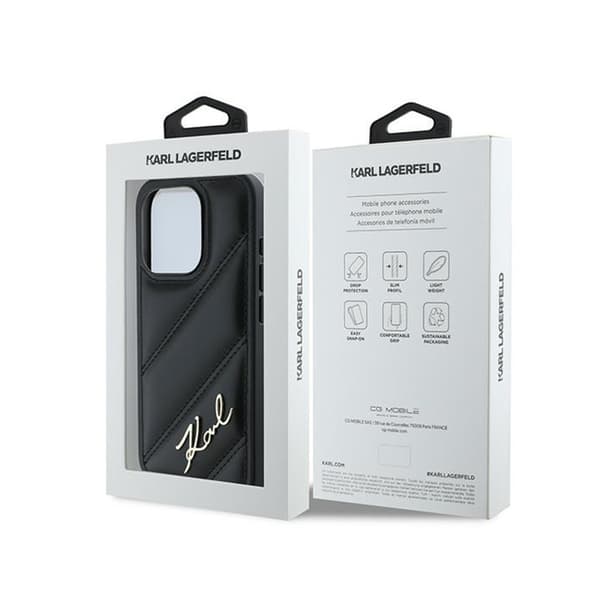 Karl Lagerfeld Diagonal Quilted Script - iPhone 15 Pro Max-skal (svart)