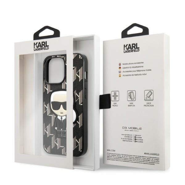 Karl Lagerfeld KLHCP13LPMNIKBK iPhone 13 Pro / 13 6.1 hårdt cover sort/sort Monogram Ikonik Patch