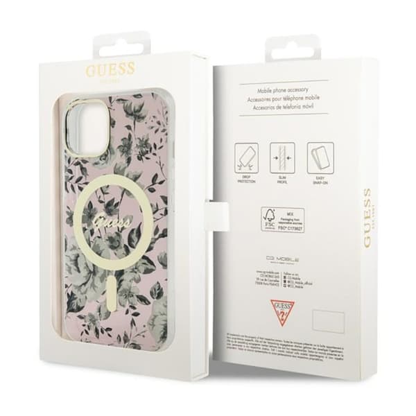Guess Flower MagSafe - iPhone 14 Plus cover (lyserød)