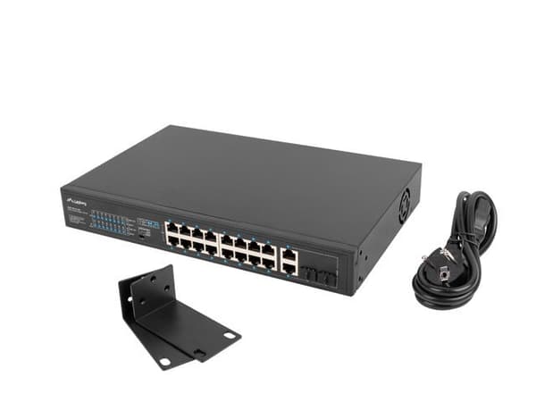 Switch Lanberg 19" 16x 100MB PoE, 2x Kombination