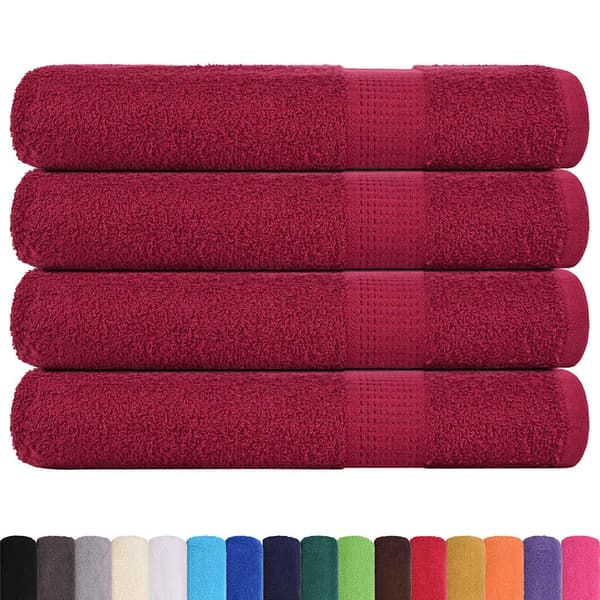 vidaXL Bastuhanddukar, 4 st, vinröda, 80x200 cm, 100 % bomull